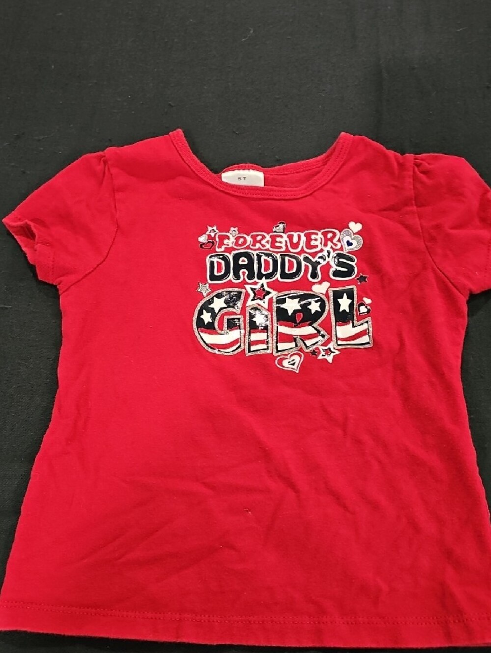 Girls Red 'Forever Daddy's Girl' Tee and Patriotic Star Skirt Set